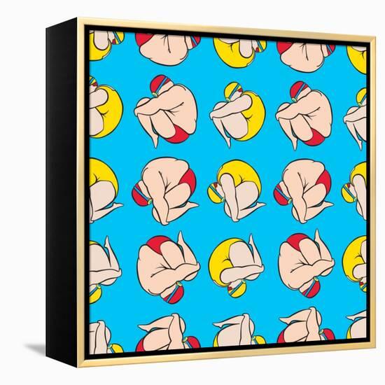 Guy And Girl Diving Pattern-Praneat-Framed Stretched Canvas