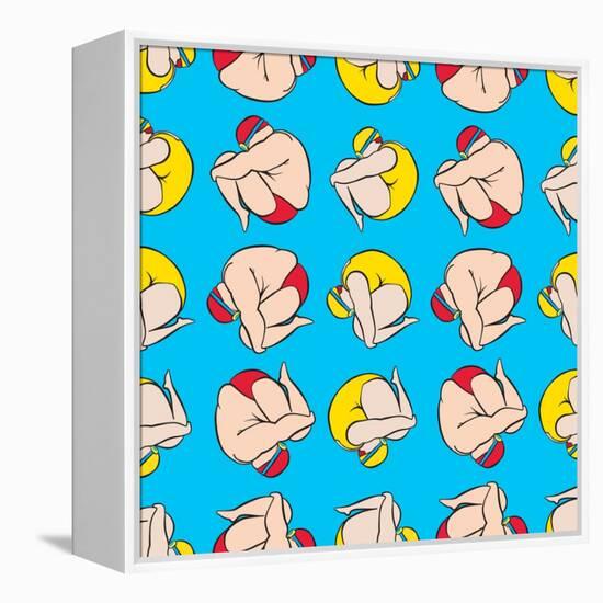 Guy And Girl Diving Pattern-Praneat-Framed Stretched Canvas