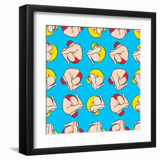 Guy And Girl Diving Pattern-Praneat-Framed Art Print