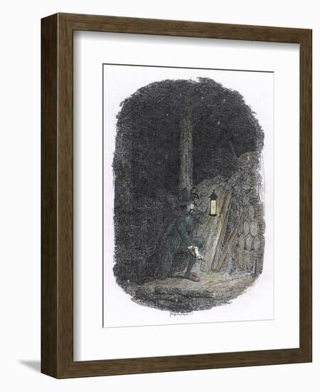 Guy Fawkes Lays the Gunpowder Underneath the House of Lords-George Cruikshank-Framed Art Print