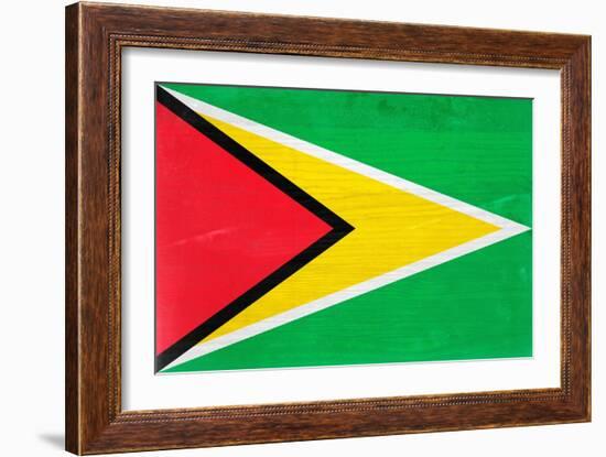 Guyana Flag Design with Wood Patterning - Flags of the World Series-Philippe Hugonnard-Framed Art Print