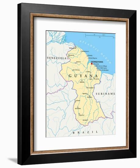 Guyana Political Map-Peter Hermes Furian-Framed Art Print