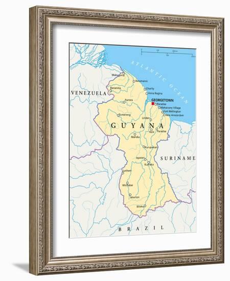 Guyana Political Map-Peter Hermes Furian-Framed Art Print