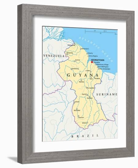 Guyana Political Map-Peter Hermes Furian-Framed Art Print
