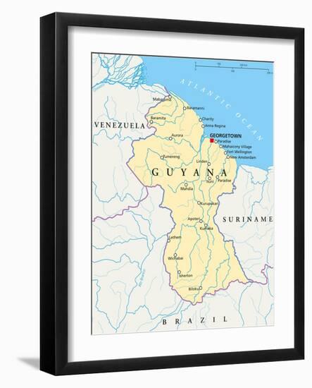 Guyana Political Map-Peter Hermes Furian-Framed Art Print