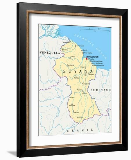 Guyana Political Map-Peter Hermes Furian-Framed Art Print