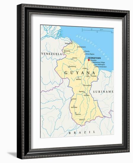 Guyana Political Map-Peter Hermes Furian-Framed Art Print