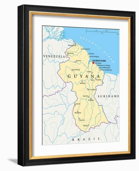 Guyana Political Map-Peter Hermes Furian-Framed Art Print