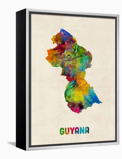 Guyana Watercolor Map-Michael Tompsett-Framed Stretched Canvas