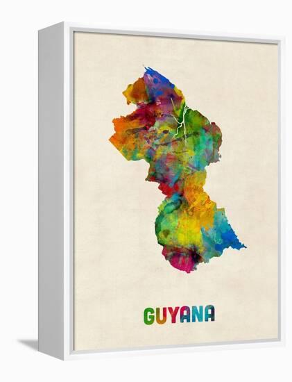 Guyana Watercolor Map-Michael Tompsett-Framed Stretched Canvas