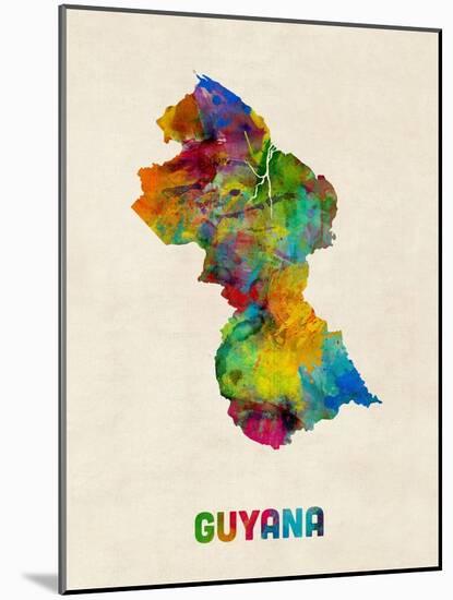 Guyana Watercolor Map-Michael Tompsett-Mounted Art Print