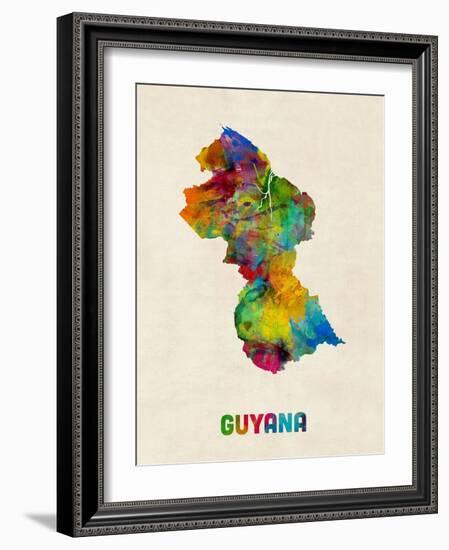 Guyana Watercolor Map-Michael Tompsett-Framed Art Print