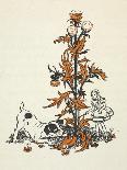 Shrunken Alice and the Puppy by a Giant Thistle.-Gwynedd Hudson-Giclee Print