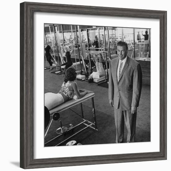 Gym Owner, Vic Tanny in One of His 60 Gyms-Allan Grant-Framed Photographic Print