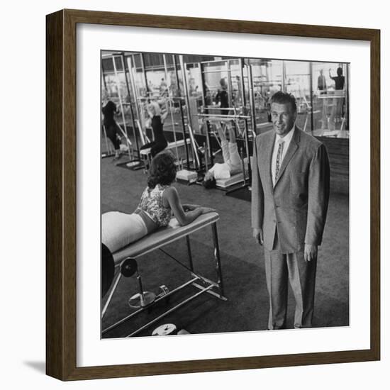Gym Owner, Vic Tanny in One of His 60 Gyms-Allan Grant-Framed Photographic Print