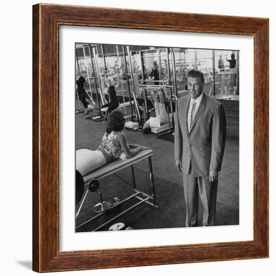 Gym Owner, Vic Tanny in One of His 60 Gyms-Allan Grant-Framed Photographic Print