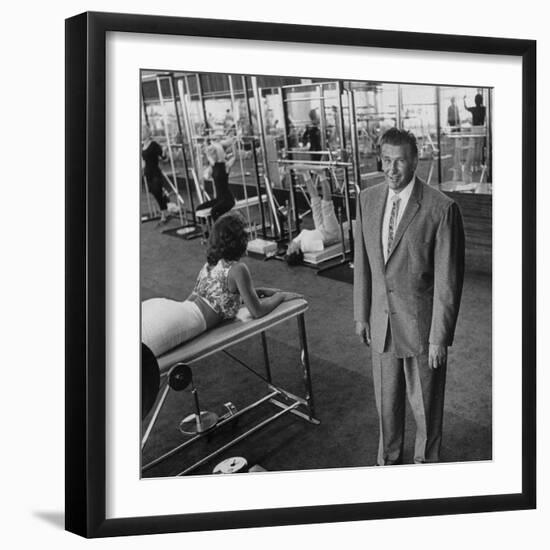 Gym Owner, Vic Tanny in One of His 60 Gyms-Allan Grant-Framed Photographic Print