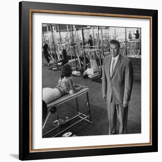 Gym Owner, Vic Tanny in One of His 60 Gyms-Allan Grant-Framed Photographic Print