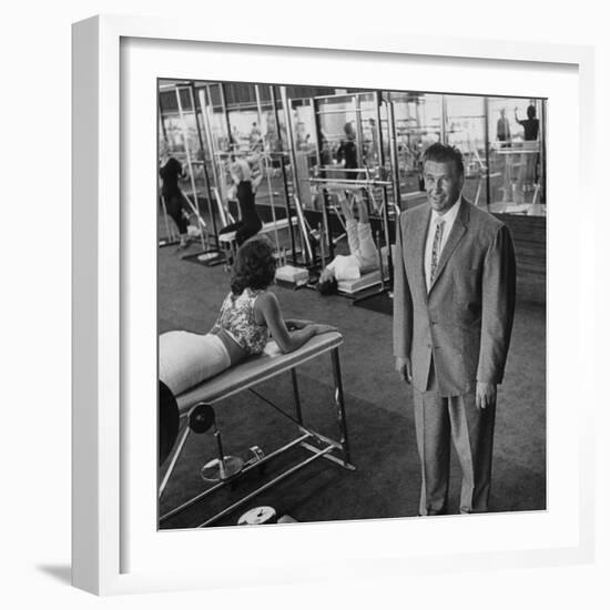 Gym Owner, Vic Tanny in One of His 60 Gyms-Allan Grant-Framed Photographic Print