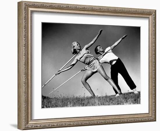 Gym Teachers Throwing Javelins at Hiddensee-Alfred Eisenstaedt-Framed Photographic Print