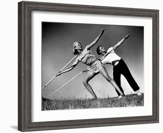 Gym Teachers Throwing Javelins at Hiddensee-Alfred Eisenstaedt-Framed Photographic Print