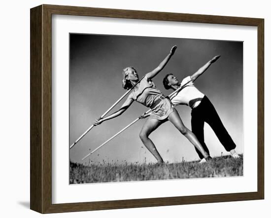 Gym Teachers Throwing Javelins at Hiddensee-Alfred Eisenstaedt-Framed Photographic Print