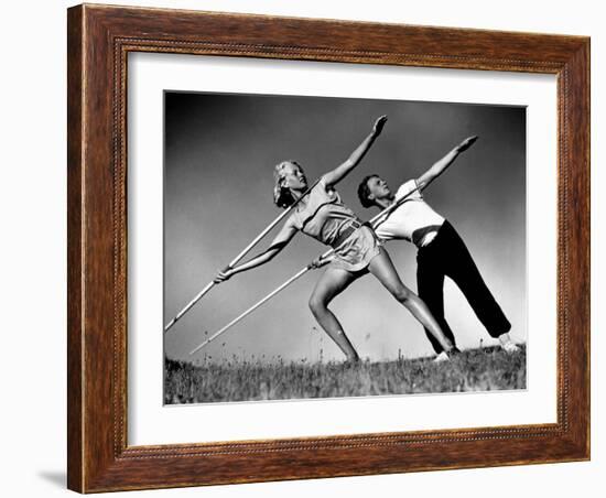 Gym Teachers Throwing Javelins at Hiddensee-Alfred Eisenstaedt-Framed Photographic Print