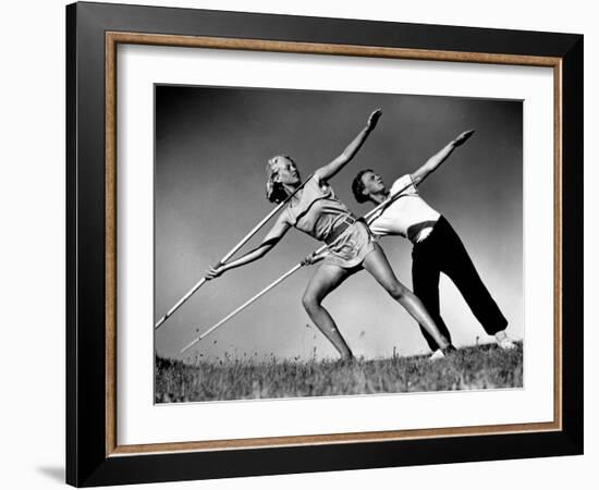 Gym Teachers Throwing Javelins at Hiddensee-Alfred Eisenstaedt-Framed Photographic Print