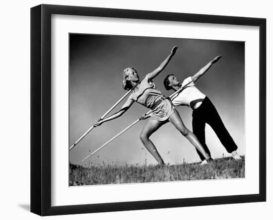 Gym Teachers Throwing Javelins at Hiddensee-Alfred Eisenstaedt-Framed Photographic Print