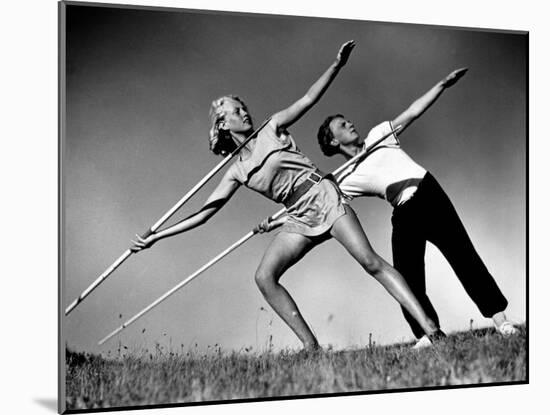 Gym Teachers Throwing Javelins at Hiddensee-Alfred Eisenstaedt-Mounted Photographic Print