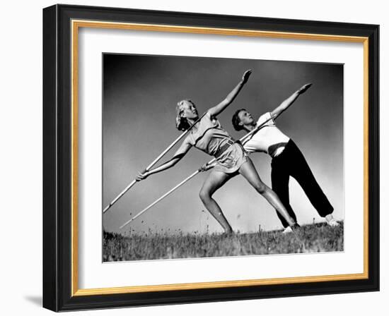 Gym Teachers Throwing Javelins at Hiddensee-Alfred Eisenstaedt-Framed Photographic Print