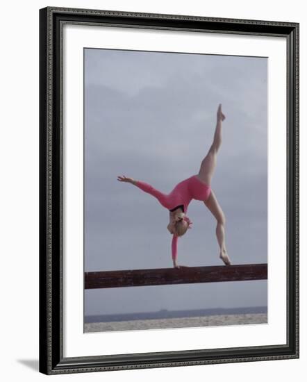 Gymnast Cathy Rigby, Long Beach, California-John Dominis-Framed Premium Photographic Print