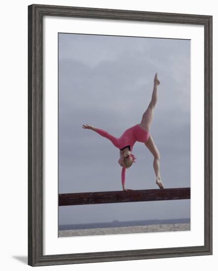 Gymnast Cathy Rigby, Long Beach, California-John Dominis-Framed Premium Photographic Print