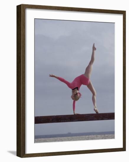 Gymnast Cathy Rigby, Long Beach, California-John Dominis-Framed Premium Photographic Print