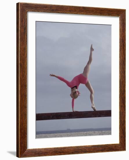 Gymnast Cathy Rigby, Long Beach, California-John Dominis-Framed Premium Photographic Print