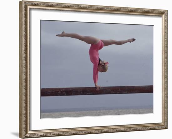 Gymnast Cathy Rigby, Long Beach, California-John Dominis-Framed Premium Photographic Print