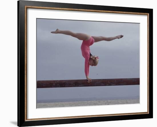 Gymnast Cathy Rigby, Long Beach, California-John Dominis-Framed Premium Photographic Print