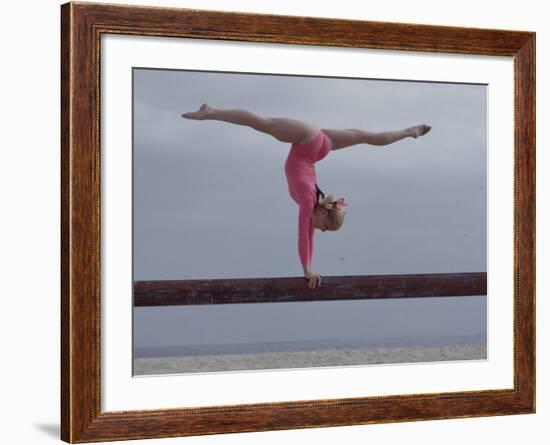 Gymnast Cathy Rigby, Long Beach, California-John Dominis-Framed Premium Photographic Print