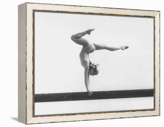 Gymnast Cathy Rigby, Training on Balance Beam-John Dominis-Framed Premier Image Canvas