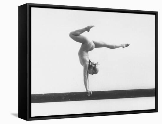 Gymnast Cathy Rigby, Training on Balance Beam-John Dominis-Framed Premier Image Canvas