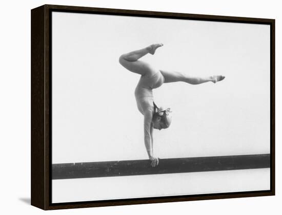 Gymnast Cathy Rigby, Training on Balance Beam-John Dominis-Framed Premier Image Canvas