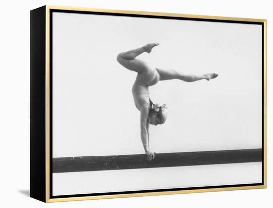 Gymnast Cathy Rigby, Training on Balance Beam-John Dominis-Framed Premier Image Canvas