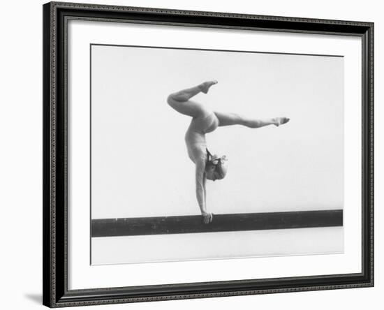 Gymnast Cathy Rigby, Training on Balance Beam-John Dominis-Framed Premium Photographic Print