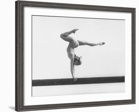 Gymnast Cathy Rigby, Training on Balance Beam-John Dominis-Framed Premium Photographic Print