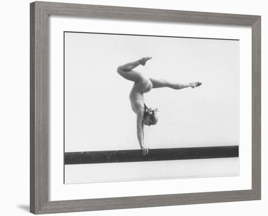 Gymnast Cathy Rigby, Training on Balance Beam-John Dominis-Framed Premium Photographic Print