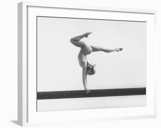 Gymnast Cathy Rigby, Training on Balance Beam-John Dominis-Framed Premium Photographic Print