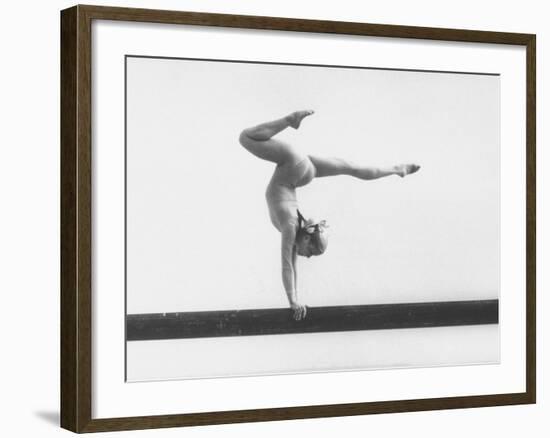 Gymnast Cathy Rigby, Training on Balance Beam-John Dominis-Framed Premium Photographic Print