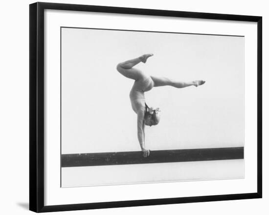 Gymnast Cathy Rigby, Training on Balance Beam-John Dominis-Framed Premium Photographic Print