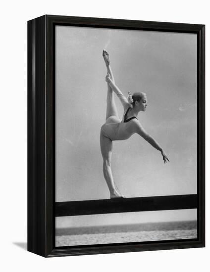 Gymnast Cathy Rigby, Training on Balancing Beam-John Dominis-Framed Premier Image Canvas