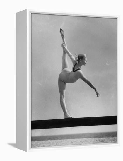 Gymnast Cathy Rigby, Training on Balancing Beam-John Dominis-Framed Premier Image Canvas
